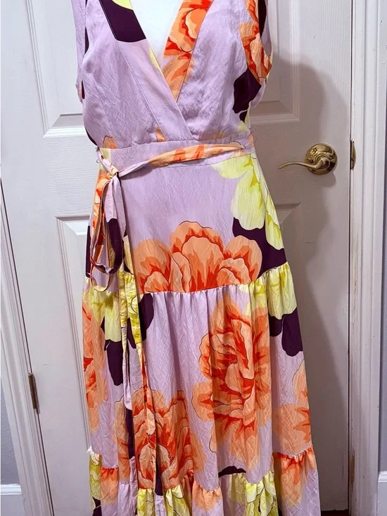 Anthropologie Maeve Floral Wrap Maxi Dress Size 8 - Picture 3 of 13